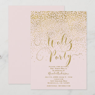 WALTZ PARTY Dance Event Blush Pink & Gold Confetti Invitation