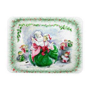 Waltzing Santa & Mrs. Claus Premium Magnet