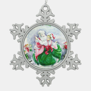 Waltzing Santa & Mrs. Claus Snowflake Ornament