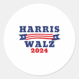 Walz 2024 American Flag Kamala Harris Tim Waltz 20 Classic Round Sticker