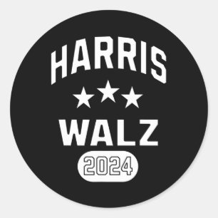 Walz 2024 For President Stars Kamala Harris Tim Wa Classic Round Sticker
