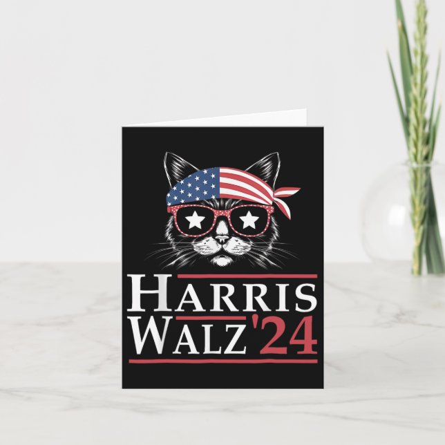 Walz 2024 Funny Cat Election Kamala Harris Tim Wal Card (Front)