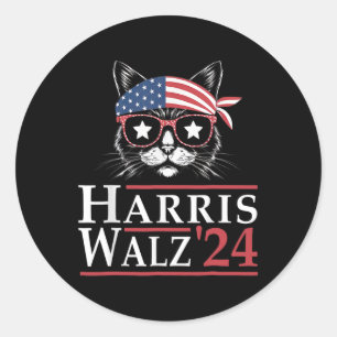 Walz 2024 Funny Cat Election Kamala Harris Tim Wal Classic Round Sticker