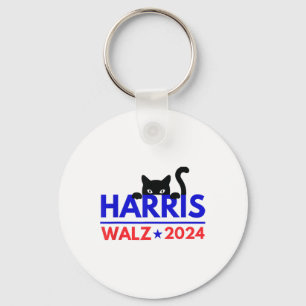 Walz 2024 Funny Cat Election Kamala Harris Tim Wal Key Ring