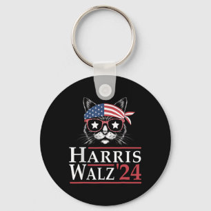 Walz 2024 Funny Cat Election Kamala Harris Tim Wal Key Ring