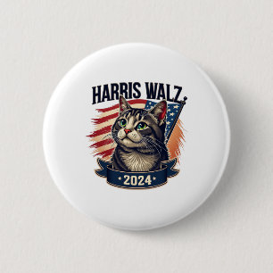 Walz 2024 Funny Cat Kamala Harris Tim Walz Waltz  6 Cm Round Badge