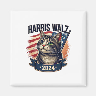 Walz 2024 Funny Cat Kamala Harris Tim Walz Waltz  Magnet