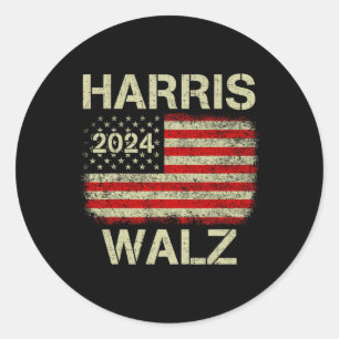 Walz 2024 Kamala Harris 2024 Tim Walz 2024 Usa Fla Classic Round Sticker
