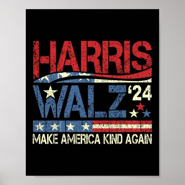 Walz 2024 Make America Kind Again Harris Waltz Quo Poster (Front)