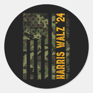 Walz 2024 Presidential Election Kamala Camo Flag Classic Round Sticker