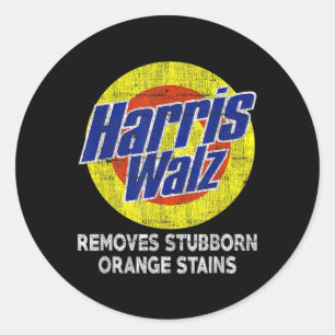 Walz 2024 Removes Stubborn Orange Stains Humourous Classic Round Sticker