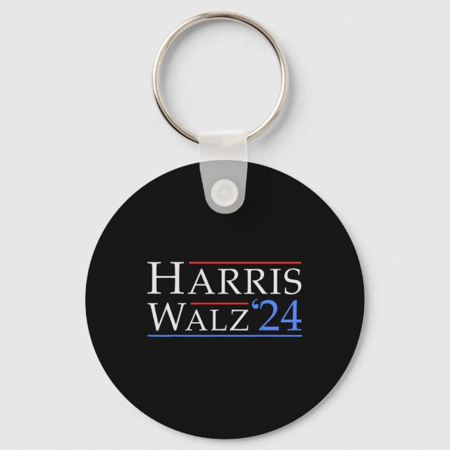 Walz 2024 Save Democracy 2024 Election Funny Harri Key Ring (Front)