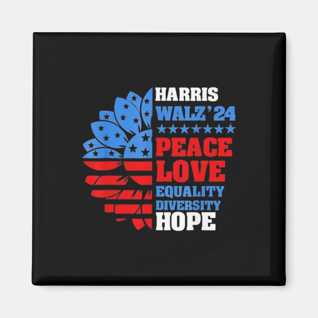 Walz Peace Love Equality Hope Diversity  Magnet (Front)