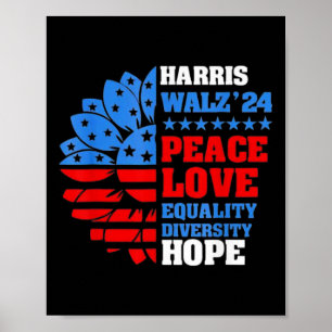 Walz Peace Love Equality Hope Diversity Poster
