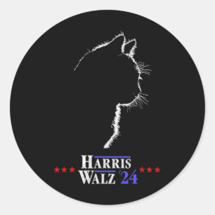 Walz Shirt Cat Ladies For Harris Kamala Walz Shirt Classic Round Sticker