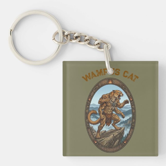Wampus Cat Mythic Guardian - Appalachian Art Key Ring (Front)