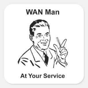 WAN Man At Your Service Retro Tech Square Sticker