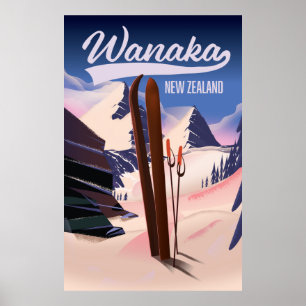 Wanaka New Zealand ski poster