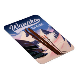 Wanaka New Zealand ski poster Magnet