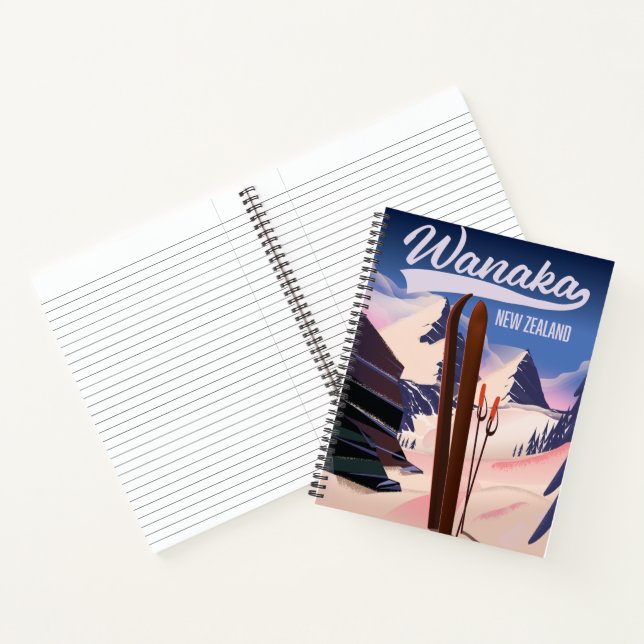 Wanaka New Zealand ski poster Notebook (Inside)