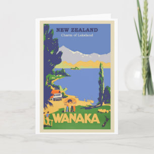 Wanaka, New Zealand Vintage Travel Poster Card
