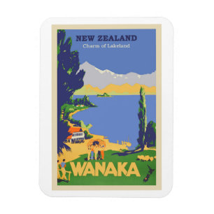 Wanaka, New Zealand Vintage Travel Poster Magnet