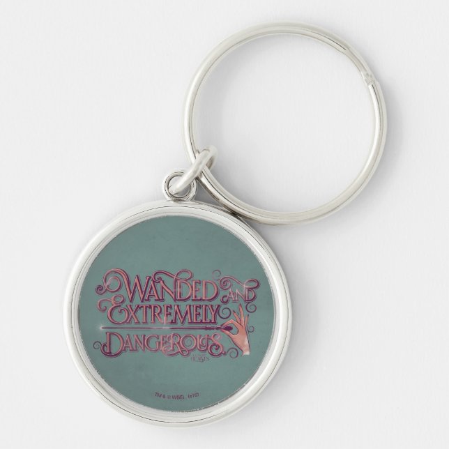 Wanded And Extremely Dangerous Graphic - Pink Key Ring (Front)