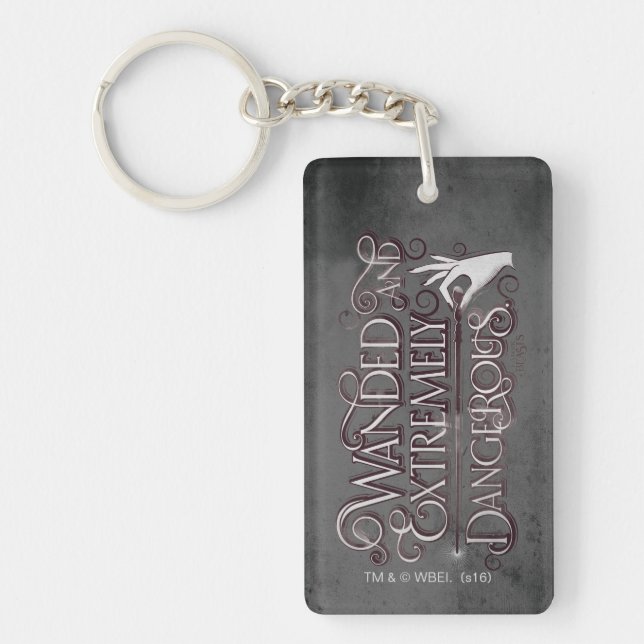 Wanded And Extremely Dangerous Graphic - White Key Ring (Front)