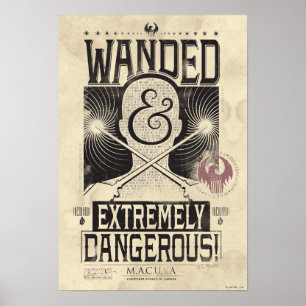 Wanded & Extremely Dangerous Wanted Poster - Black