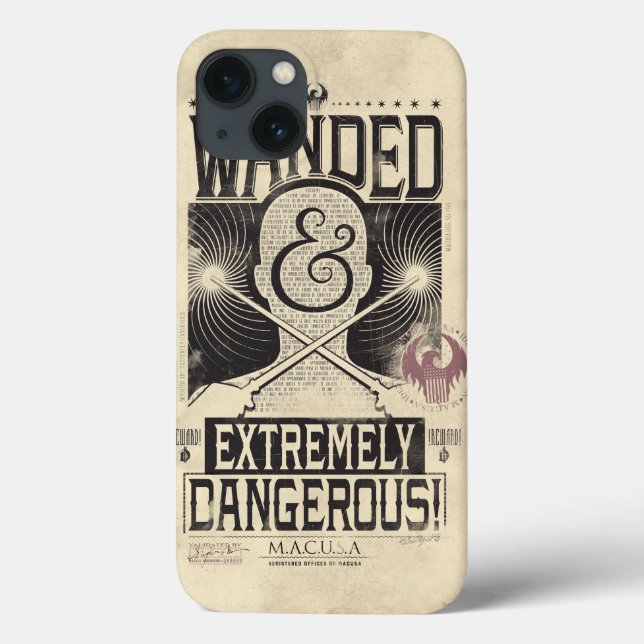 Wanded & Extremely Dangerous Wanted Poster - Black Case-Mate iPhone Case (Back)