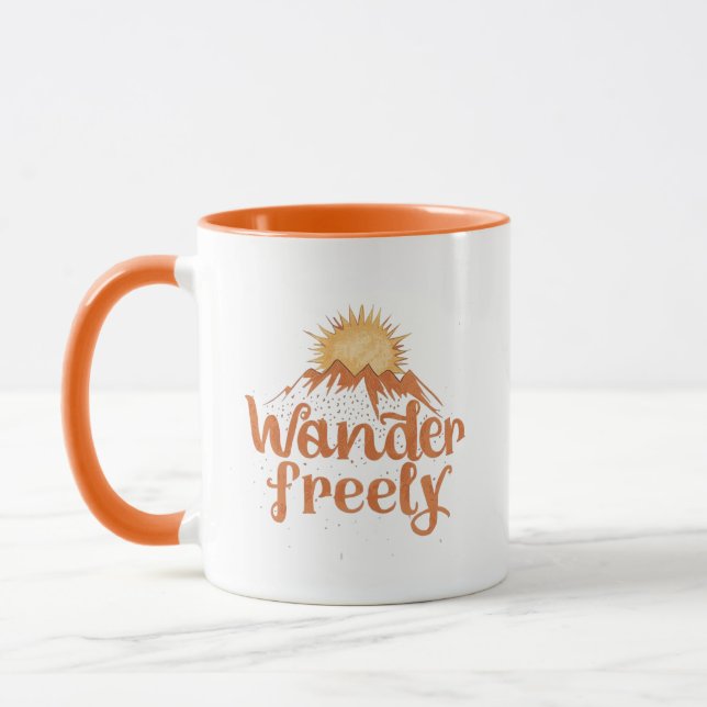 Wander Freely Nature Travel Hiking Quote Mug (Left)