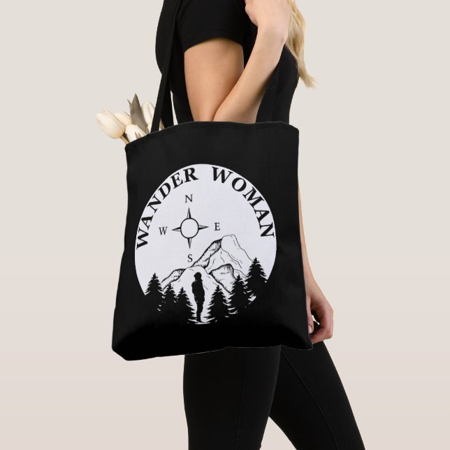 Wander hiking hike camping woman tote bag (Close Up)