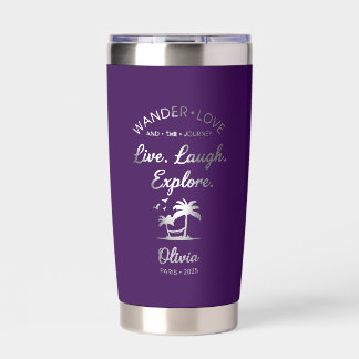 Wander Love, Live Laugh Explore, Purple Insulated  Insulated Tumbler