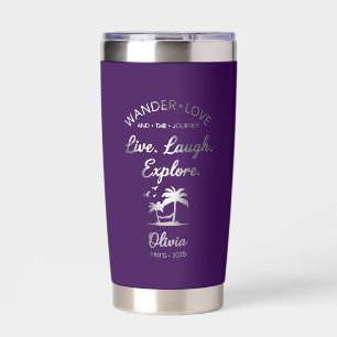 Wander Love, Live Laugh Explore, Purple Insulated  Tumbler