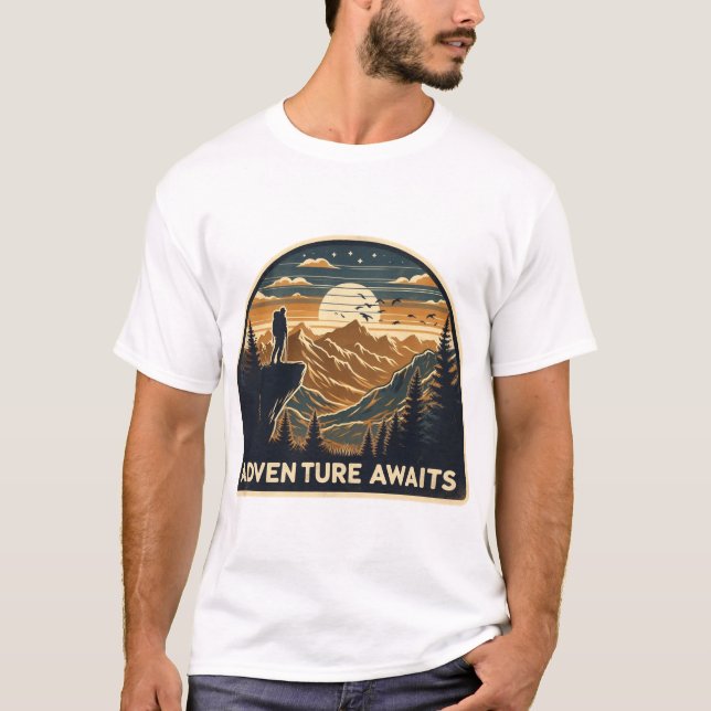Wander More | Adventure Awaits Graphic Tee" T-Shirt (Front)