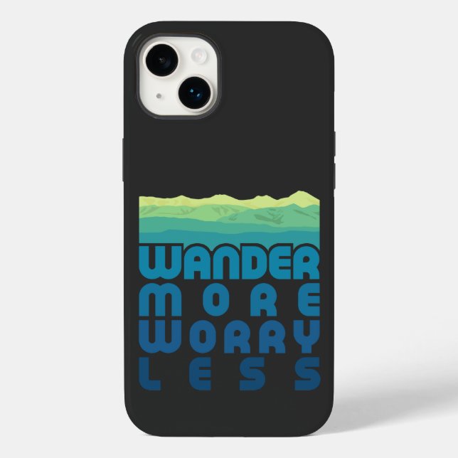  Wander More Worry Less/blue gradient Case-Mate iP iPhone Case (Back)