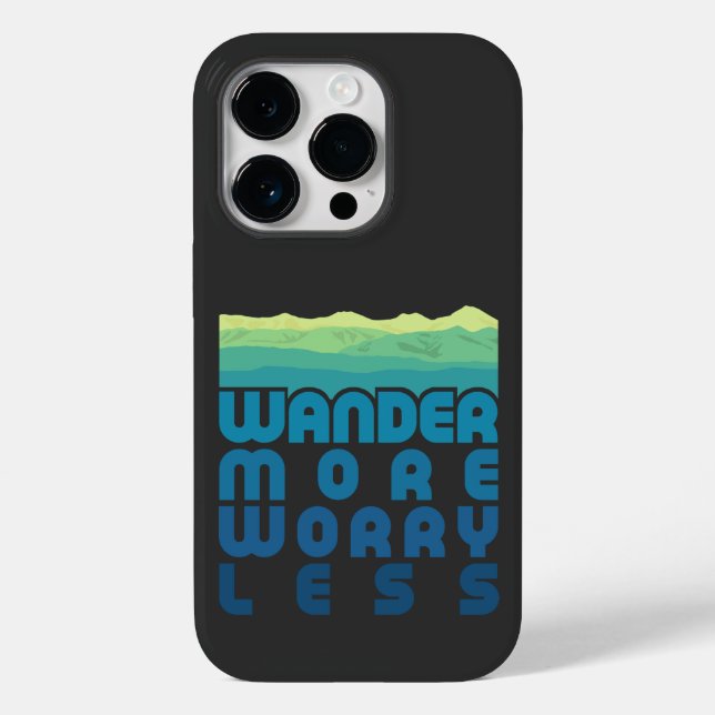  Wander More Worry Less/blue gradient Case-Mate iP iPhone Case (Back)