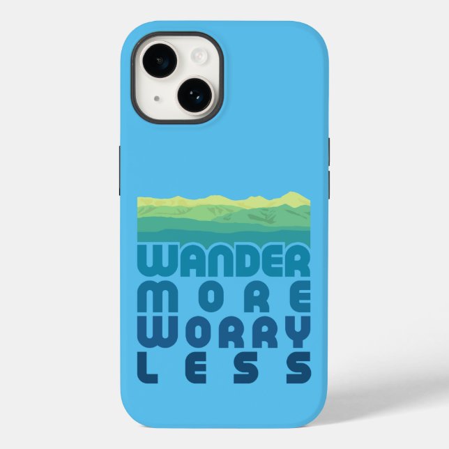  Wander More Worry Less/blue gradient Case-Mate iP iPhone Case (Back)