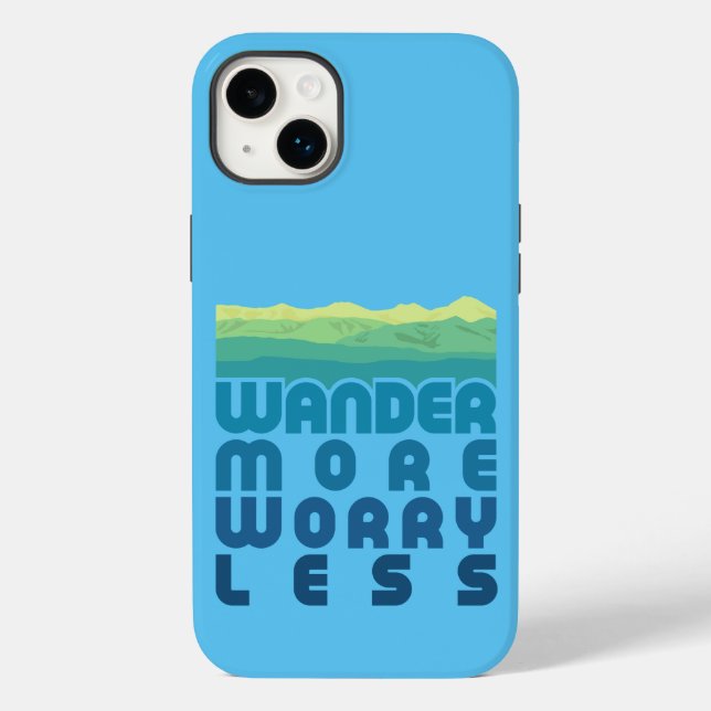  Wander More Worry Less/blue gradient Case-Mate iP iPhone Case (Back)