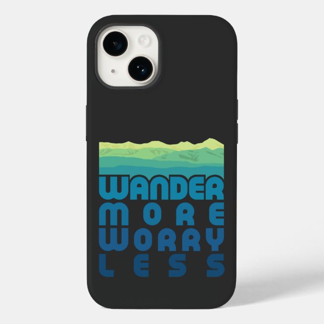  Wander More Worry Less/blue gradient Case-Mate iP iPhone Case (Back)