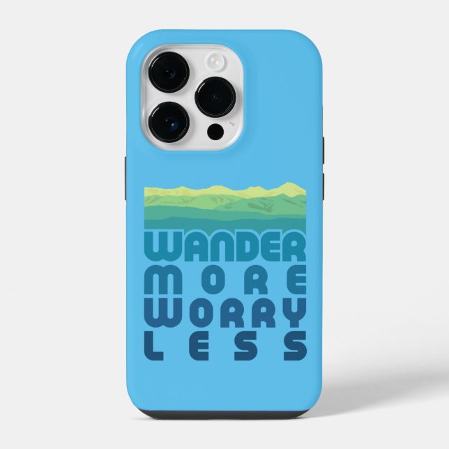  Wander More Worry Less/blue gradient Case-Mate iP iPhone Case (Back)