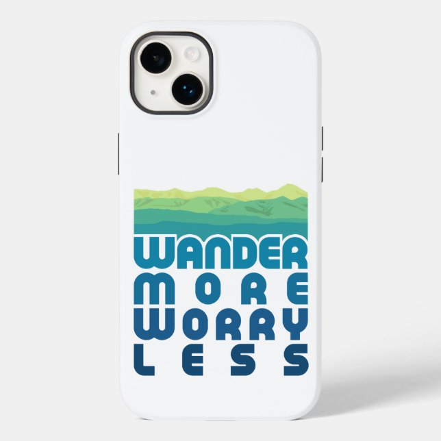  Wander More Worry Less/blue gradient Case-Mate iPhone Case (Back)