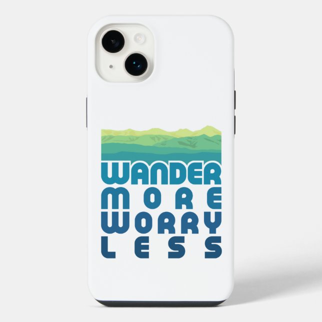  Wander More Worry Less/blue gradient iPhone Case (Back)