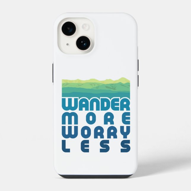  Wander More Worry Less/blue gradient iPhone Case (Back)
