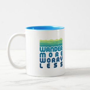 Wander More Worry Less / Blue gradient Two-Tone Coffee Mug