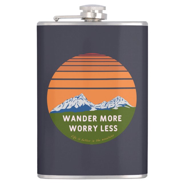 Wander more Worry less Hip Flask (Front)