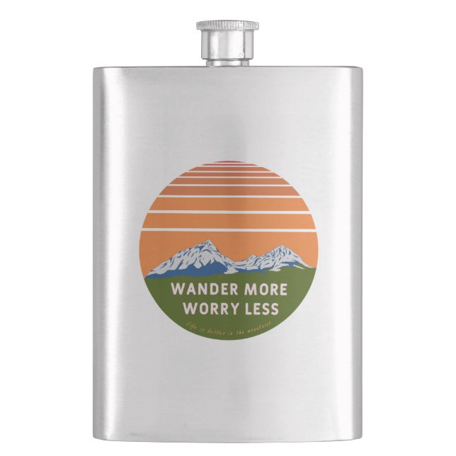 Wander more Worry less Hip Flask (Front)