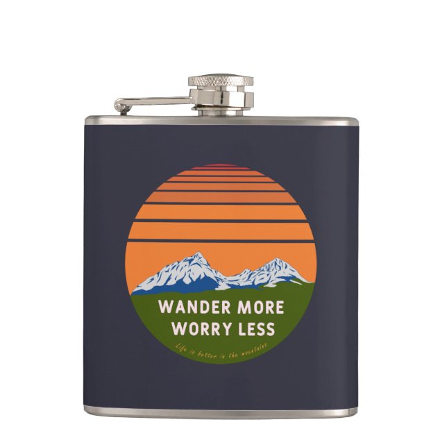 Wander more Worry less Hip Flask (Front)