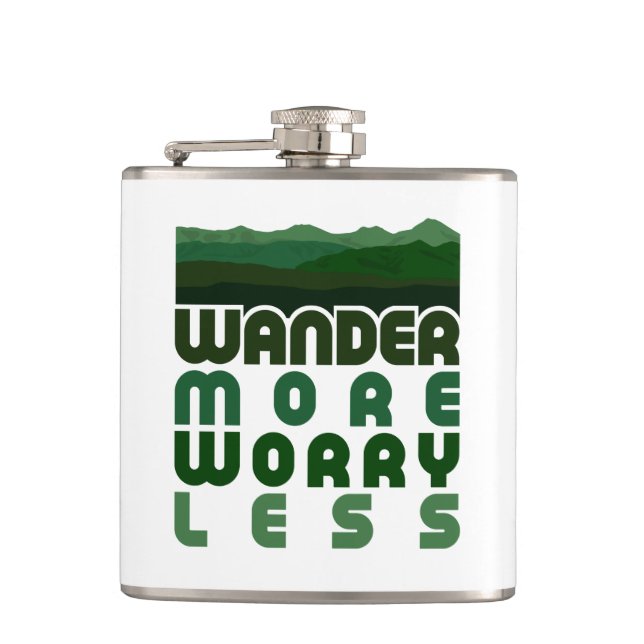 Wander More Worry Less Hip Flask (Front)