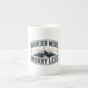 Wander More Worry Less Travel Adventure Mountain D Bone China Mug